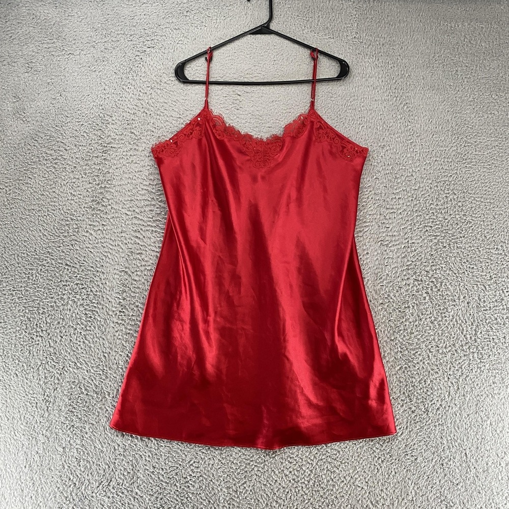 Morgan Taylor Y2K Slip‎ Dress Womens Small Red Satin Lace Nightie Valentines